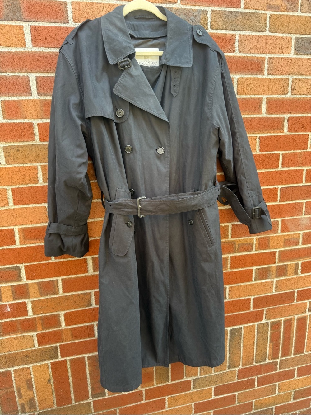 London Fog Women's Black Double Breasted Belted Trench Coat Size 40 Short